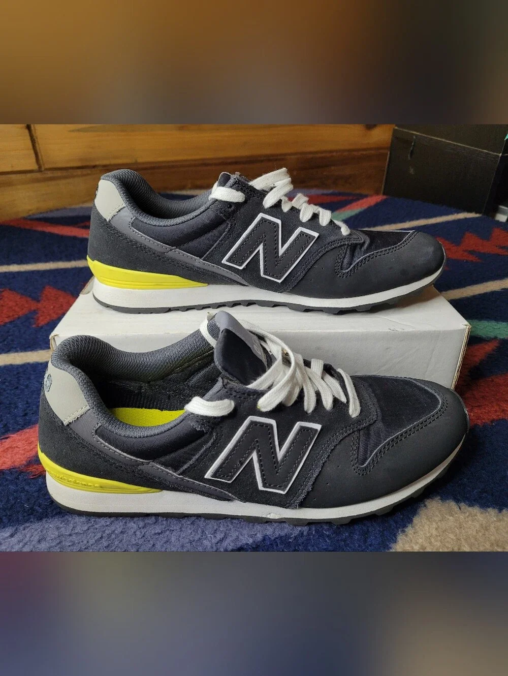 FIGS New Balance 996 Shoes Sneakers Womens Sz 9 Black/Yellow WL996FG2
